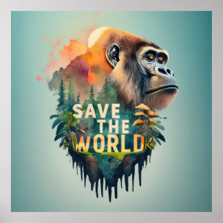 Red de wereld, bedreigde diersoorten poster