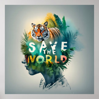 Red de wereld, bedreigde diersoorten poster