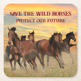 Red de wilde paarden kartonnen onderzetters