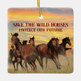 Red de wilde paarden keramisch ornament
