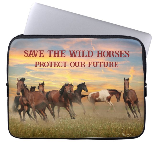 Red de wilde paarden laptop sleeve (Voorkant)