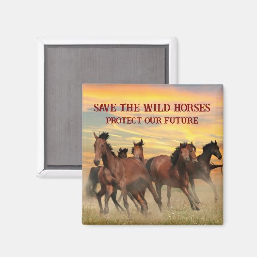 Red de wilde paarden magneet (Voorkant / Achterkant)