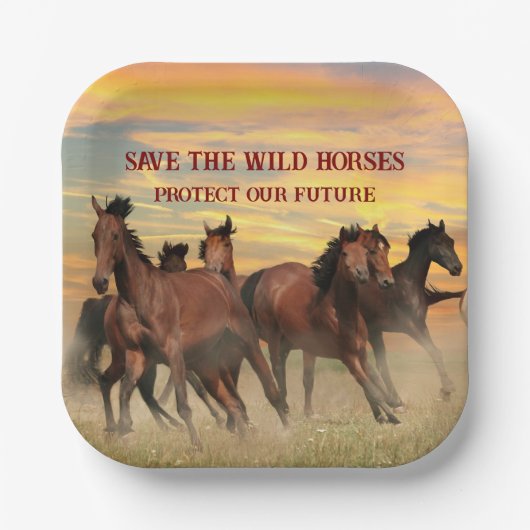 Red de wilde paarden papieren bordje (Voorkant)