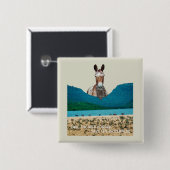 Red de Wilde Paarden, Red de Wildernis Vierkante Button 5,1 Cm (Voorkant /achterkant)