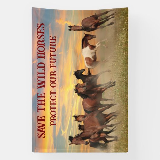 Red de wilde paarden spandoek (Verticaal)