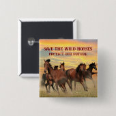 Red de wilde paarden vierkante button 5,1 cm (Voorkant /achterkant)