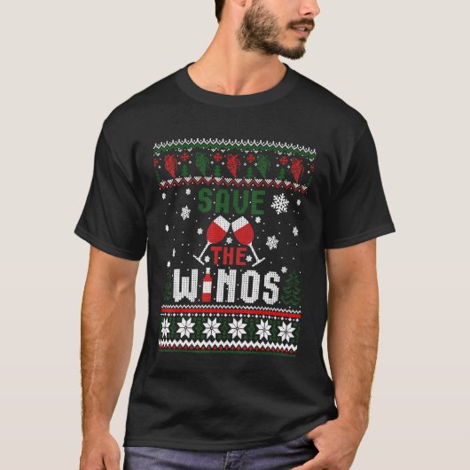Red de winos grappig Drink wijnkerst lelijk T-shirt (Voorkant)
