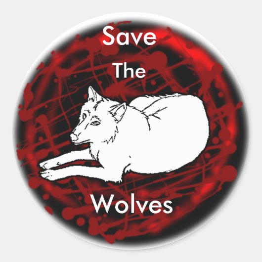 Red de wolven ronde sticker (Voorkant)