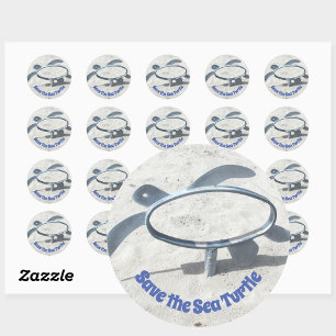 Red de Zee Schildpad Red het Zee Earth Day Ronde Sticker
