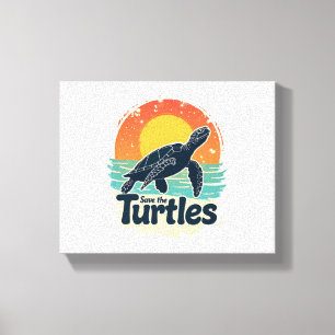 Red de Zee van de schildpad voor de rechten van di Canvas Afdruk
