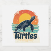 Red de Zee van de schildpad voor de rechten van di Sparkling Wijnetiket (Enkel label)