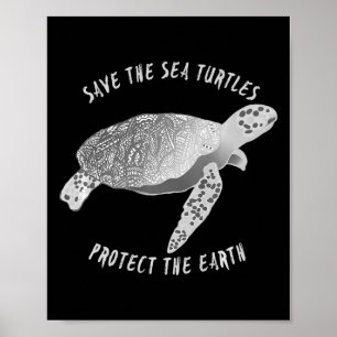 Red de Zeeen schildpadden beschermen de oceaan Poster
