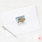 Red de zeeleeuwen vierkante sticker (Envelop)