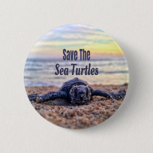 Red de zeeschildpadden ronde button 5,7 cm