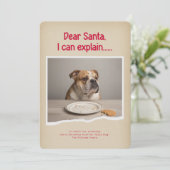 Red Dear Santa I Can Explain Funny Dog Christmas Feestdagenkaart (Staand voorkant)