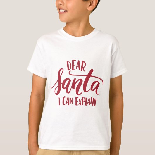 Red Dear Santa Ik kan handgeschreven uitleg geven T-shirt (Voorkant)
