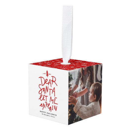 Red Dear Santa Laat me de kerstfoto uitleggen Decoratie (Voorkant hoekig)