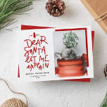 Red Dear Santa Laat me de kerstfoto uitleggen Feestdagenkaart<br><div class="desc">Lieve kerstman, laat het me uitleggen. Verstuur kerstcadeautjes met deze leuke en feestelijke feestelijke flatkaart. Het bevat een met de hand geschreven offerte en een eenvoudige typografie. Personaliseer door een groet, namen, foto en andere details toe te voegen. Deze kerstfotokaart is perfect voor baby-vakantiekaarten en betaalkaarten voor honden. Beschikbaar als...</div>