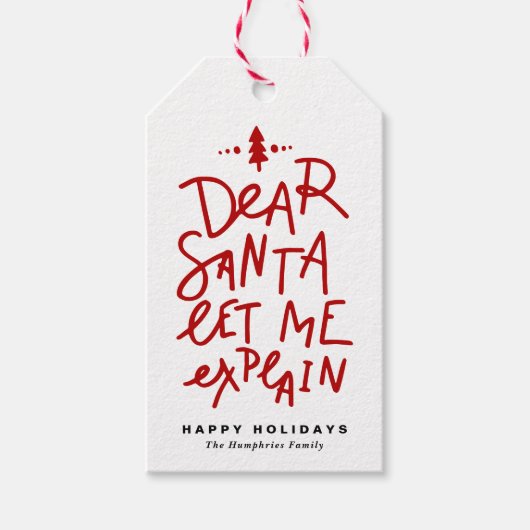 Red Dear Santa Laat me de kerstletters uitleggen Cadeaulabel (Voorkant)