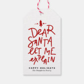 Red Dear Santa Laat me de kerstletters uitleggen Cadeaulabel (Achterkant)