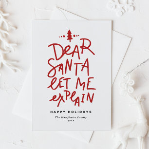 Red Dear Santa laat me grappige kerstdagen uitlegg Feestdagenkaart