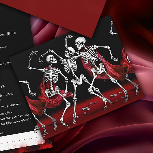 Red Death Dancing Skeletten Gotische bruiloft All In One Uitnodiging