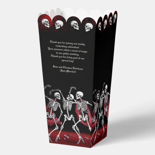 Red Death Dancing Skeletten Gotische bruiloft Bedankdoosjes (Achterkant)