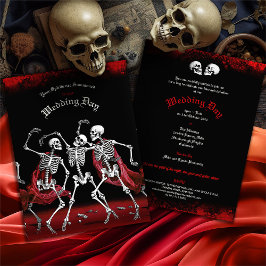 Red Death Dancing Skeletten Gotische bruiloft Briefkaart