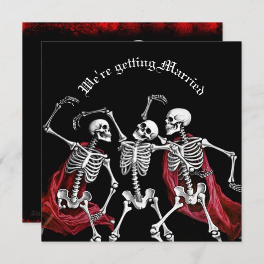 Red Death Dancing Skeletten Gotische bruiloft Feestdagenkaart (Voorkant / Achterkant)