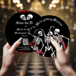 Red Death Dancing Skeletten Gotische bruiloft Feestdagenkaart