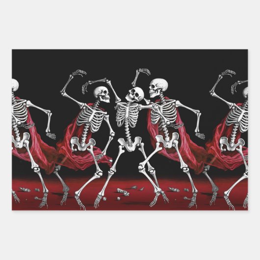 Red Death Dancing Skeletten Gotische bruiloft Inpakpapier Vel (Voorkant 3)
