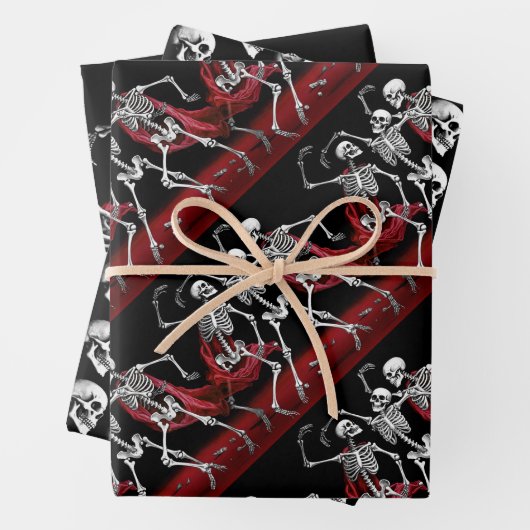 Red Death Dancing Skeletten Gotische bruiloft Inpakpapier Vel (In situ)