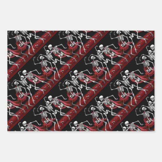 Red Death Dancing Skeletten Gotische bruiloft Inpakpapier Vel (Voorkant)