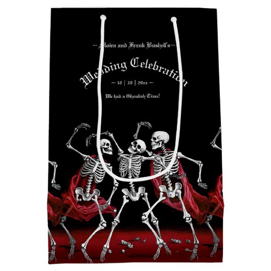 Red Death Dancing Skeletten Gotische bruiloft Medium Cadeauzakje (Achterkant)