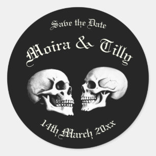 Red Death Dancing Skeletten Gotische bruiloft Ronde Sticker