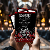 Red Death Dancing Skeletten Gotische bruiloft RSVP Kaartje