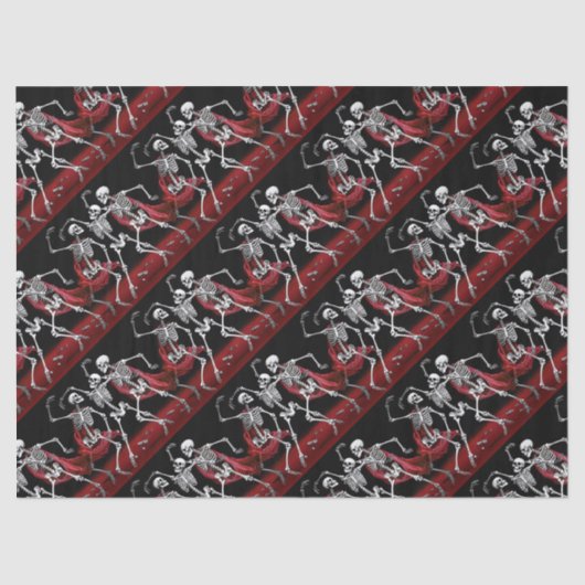 Red Death Dancing Skeletten Gotische bruiloft Tissuepapier (Voorkant)