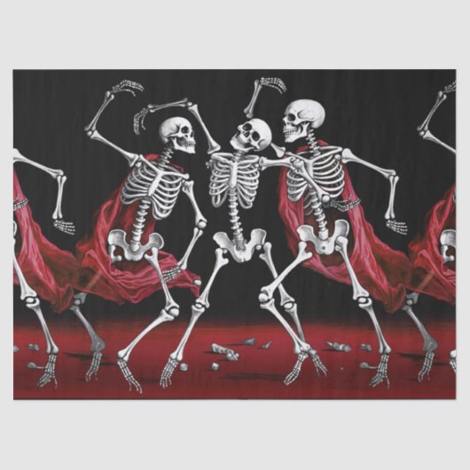 Red Death Dancing Skeletten Gotische bruiloft Tissuepapier (Voorkant)