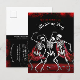 Red Death Dancing Skeletten Gotische bruiloft Uitnodiging Briefkaart