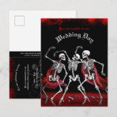 Red Death Dancing Skeletten Gotische bruiloft Uitnodiging Briefkaart (Voorkant / Achterkant)