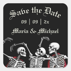 Red Death Dancing Skeletten Gotische bruiloft Vierkante Sticker