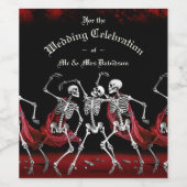 Red Death Dancing Skeletten Gotische bruiloft Wijn Etiket (Enkel label)