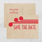 Red Deco Chic Save the Date Briefkaart (Voorkant / Achterkant)
