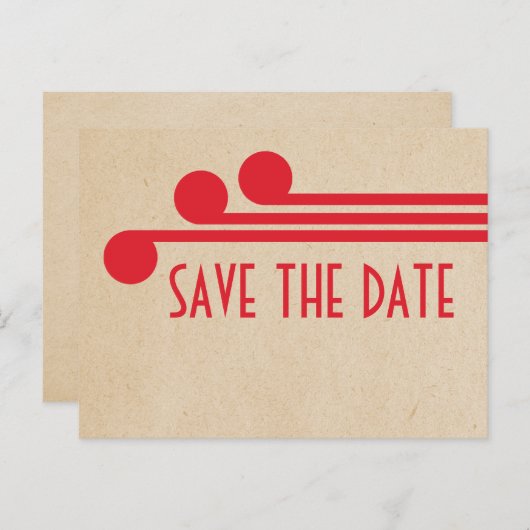 Red Deco Chic Save the Date Briefkaart (Voorkant / Achterkant)