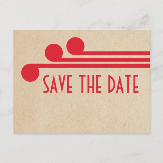 Red Deco Chic Save the Date Briefkaart (Voorkant)