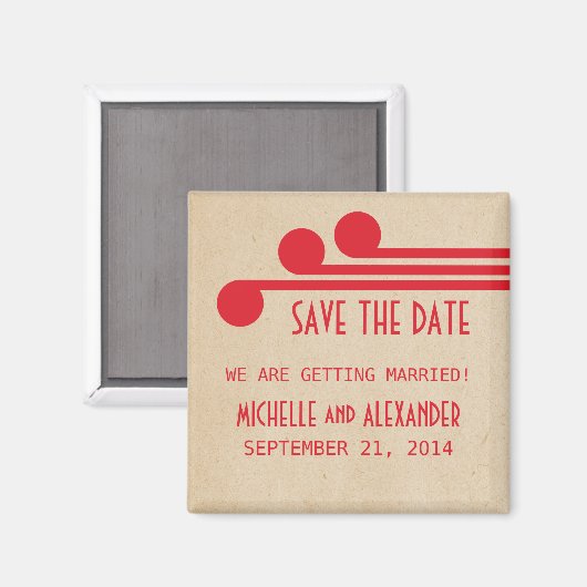 Red Deco Chic Save the Date Magnet (Voorkant / Achterkant)