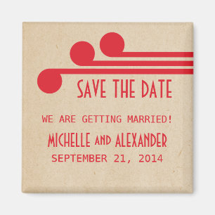 Red Deco Chic Save the Date Magnet