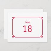Red Deco Chic Table Number Briefkaart (Voorkant / Achterkant)