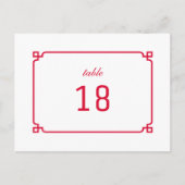Red Deco Chic Table Number Briefkaart (Voorkant)
