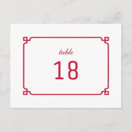 Red Deco Chic Table Number Briefkaart